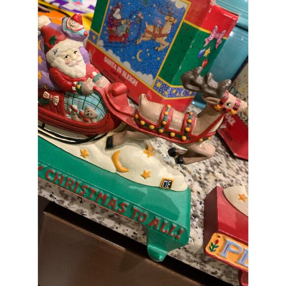 Vintage Mary Engelbreit Santa Claus Sleigh double stocking hanger - Picture 5 of 6